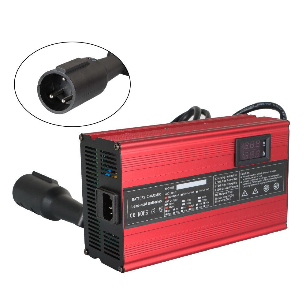 48V 10A Battery Charger for Club Car Golf Cart with 3-Pin Round Plug