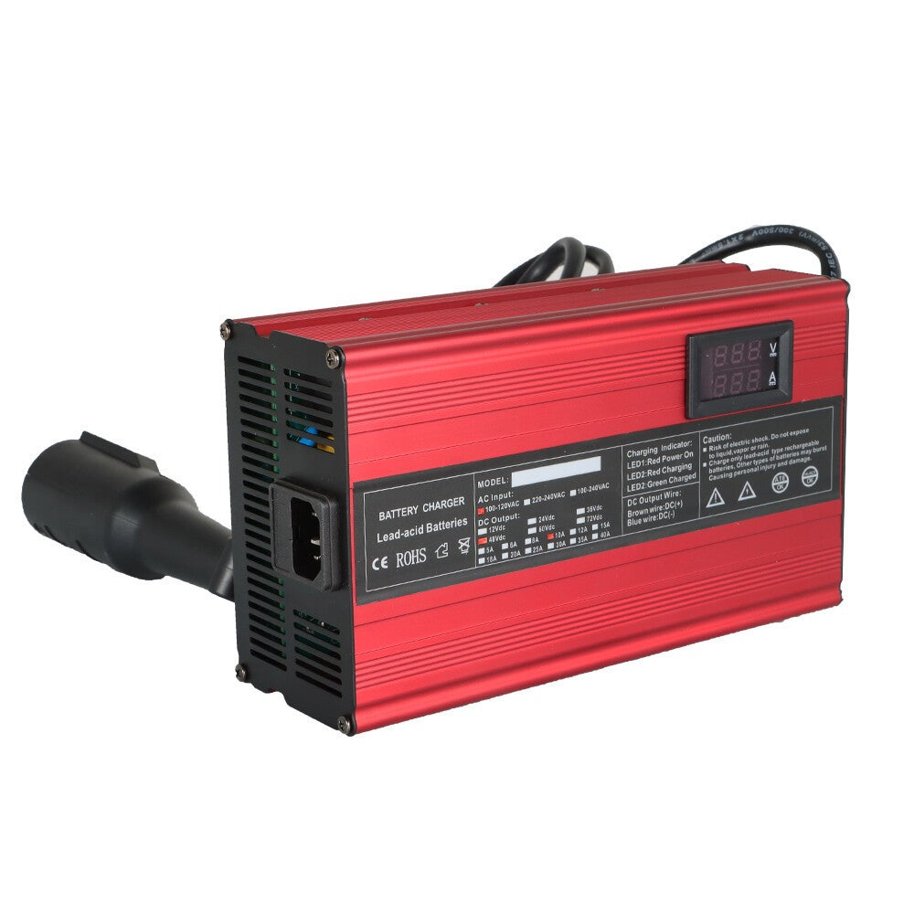 48V 10A Battery Charger for Club Car Golf Cart with 3-Pin Round Plug