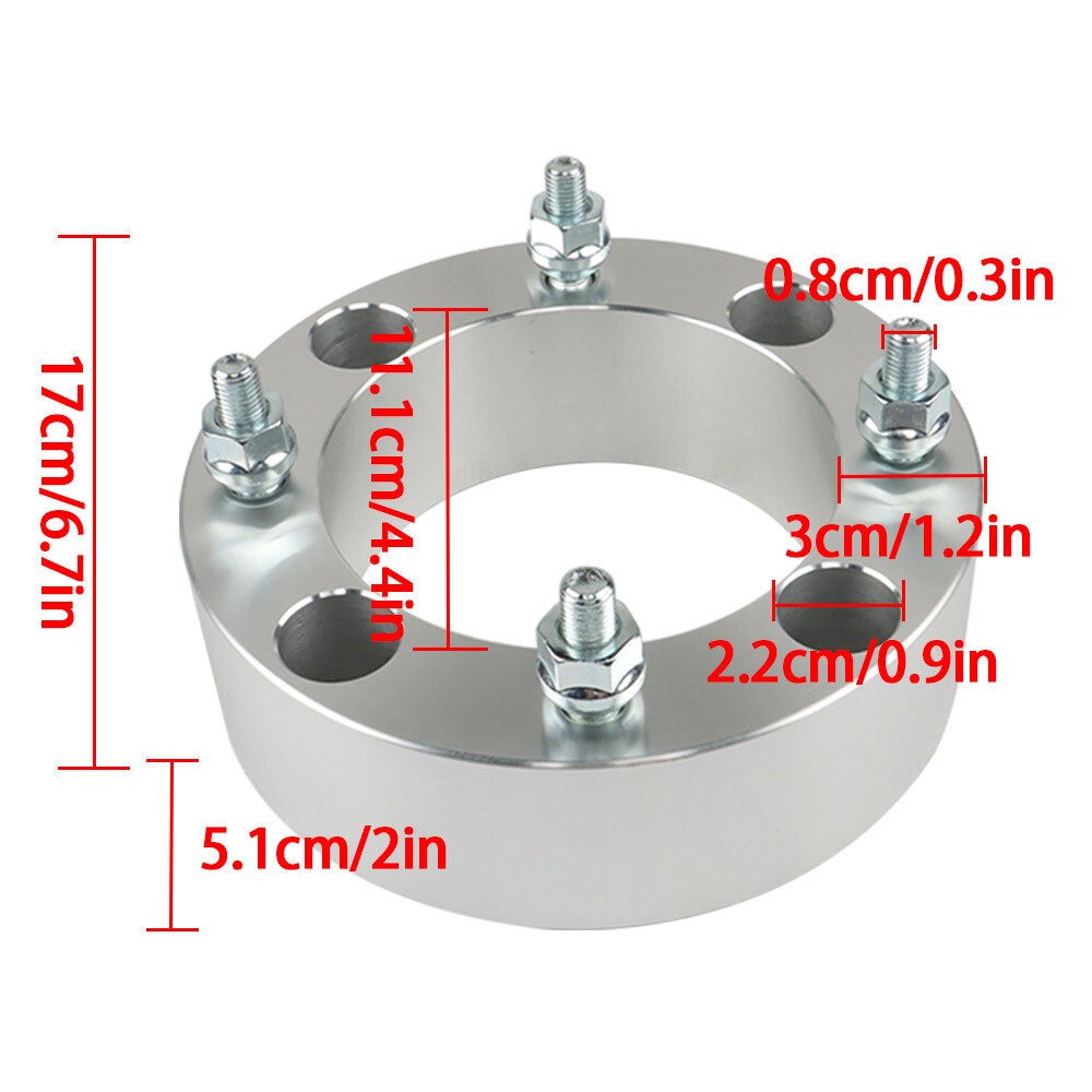 4x 2" 4x137 Silver Wheel Spacers M10x1.25 for Kawasaki Mule 500-610
