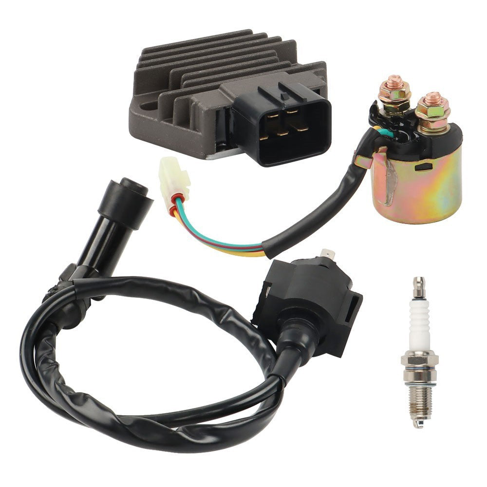 Honda TRX350TE/TM 00-06 Rectifier Starter Solenoid Ignition Coil Spark Plug Set