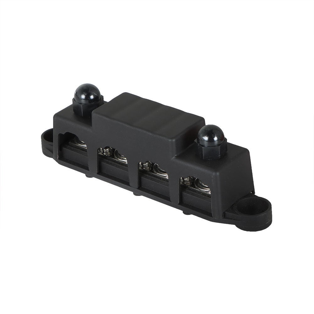 Black 4 Post Busbar 5/16" 12V 250A Power Distribution Block with Cover