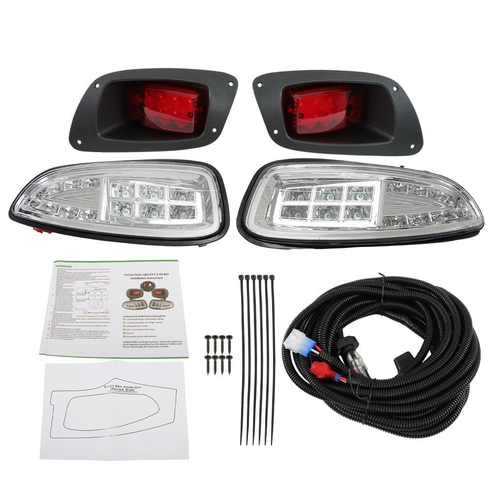 EZGO RXV Golf Cart Full LED Light Kit Headlights & Tail Lights 2016+