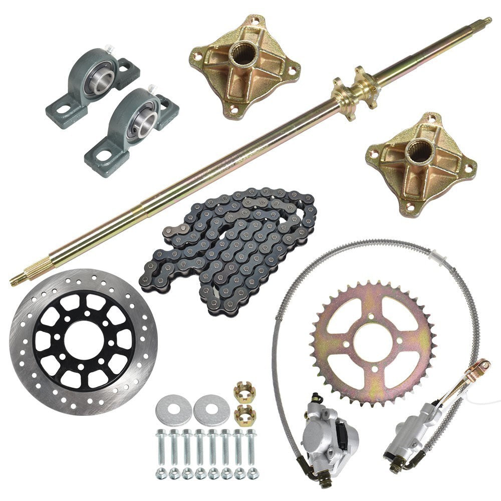 44" ATV Go Kart Rear Live Axle Kit Sprocket Brake Wheel Hub Quad Fit