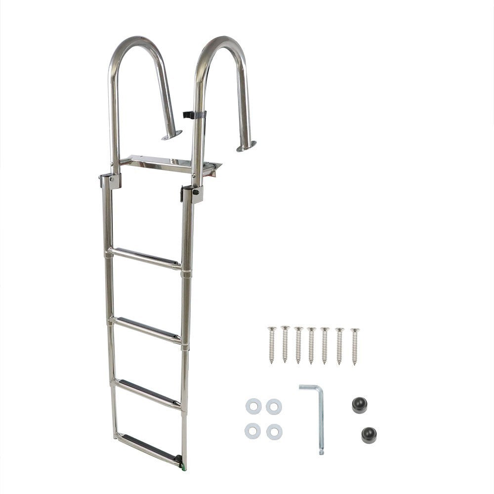 4-Step Stainless Steel Telescoping Boat Ladder Foldable Premium New