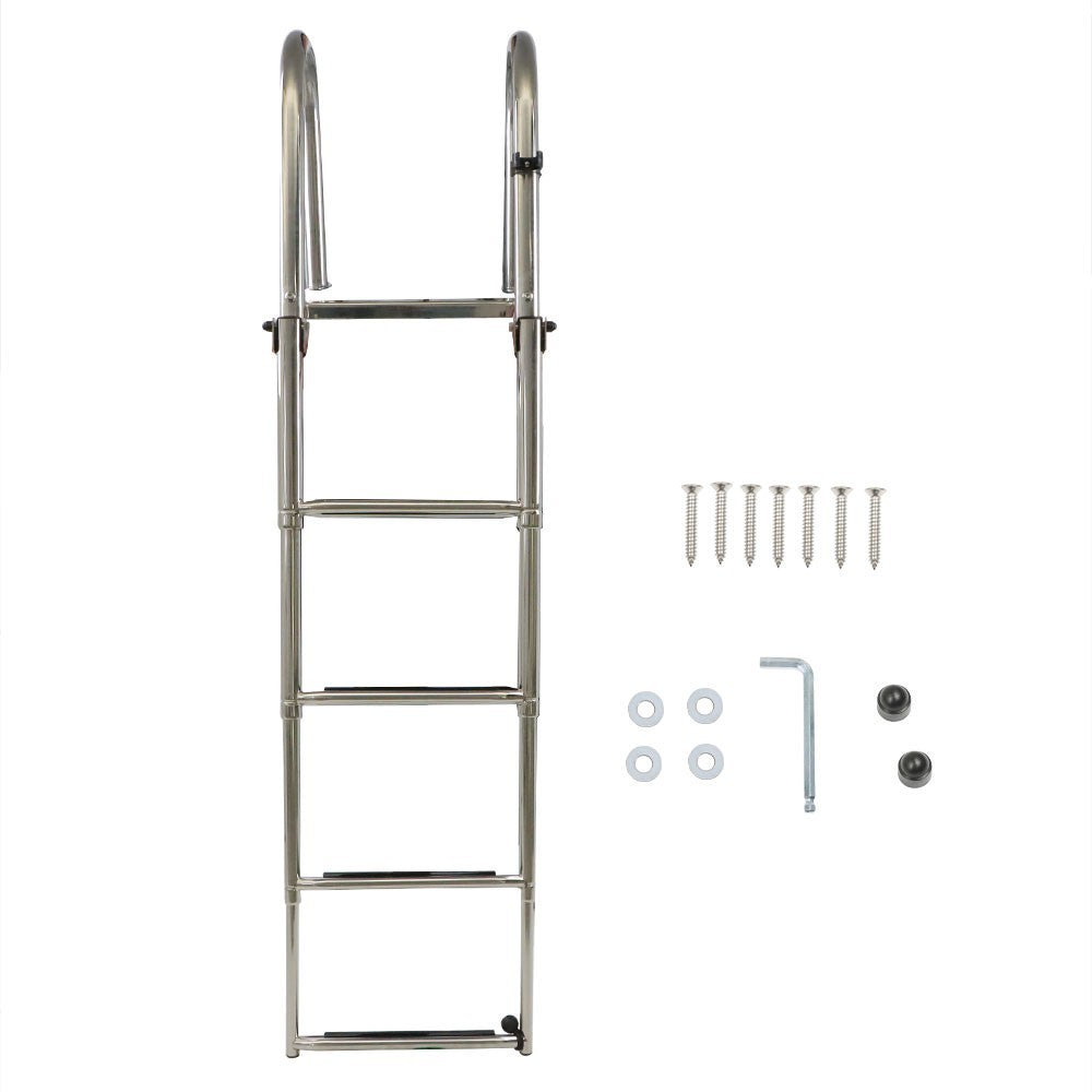 4-Step Stainless Steel Telescoping Boat Ladder Foldable Premium New