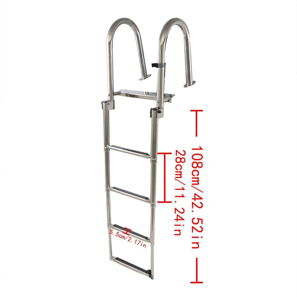 4-Step Stainless Steel Telescoping Boat Ladder Foldable Premium New