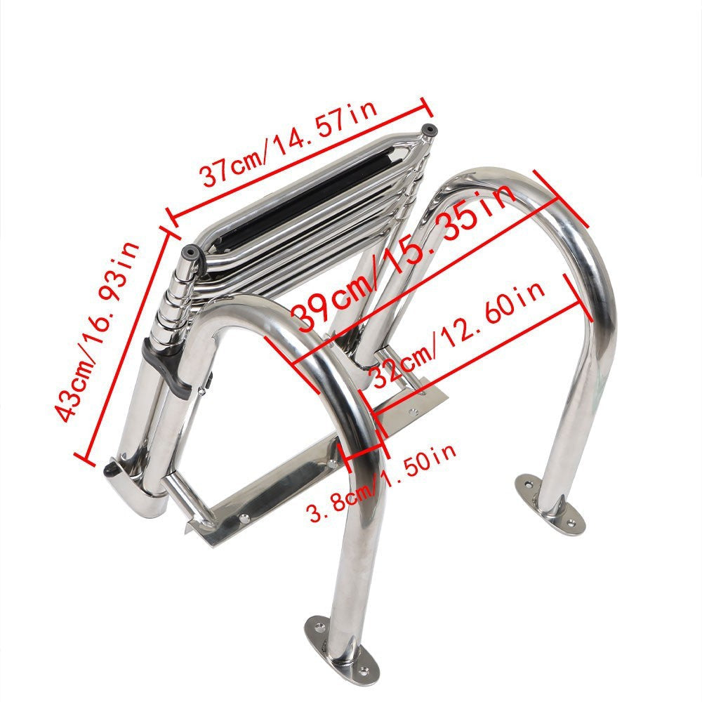 4-Step Stainless Steel Telescoping Boat Ladder Foldable Premium New