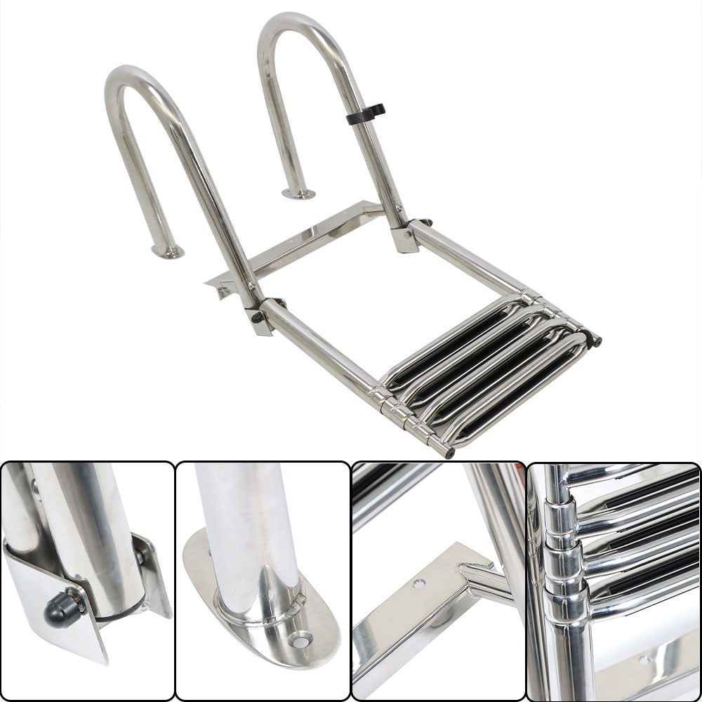 4-Step Stainless Steel Telescoping Boat Ladder Foldable Premium New