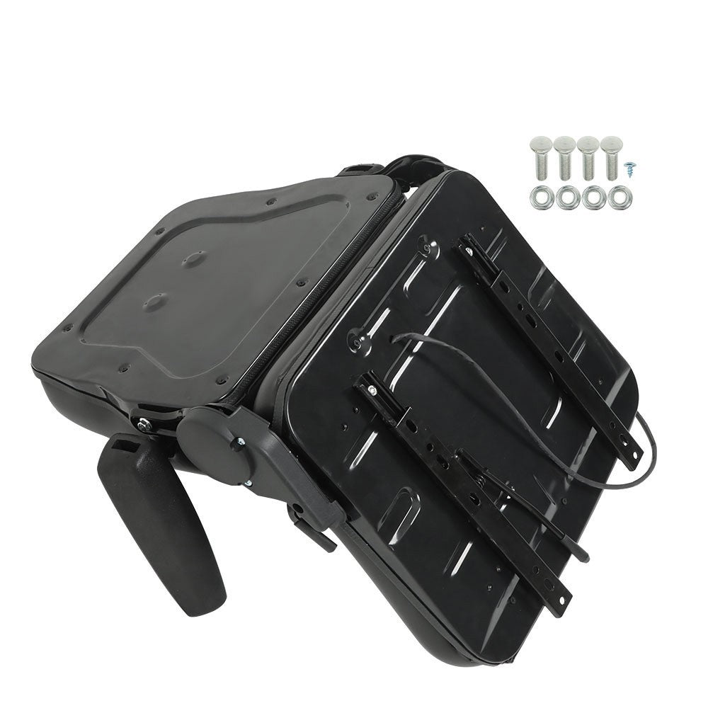 Black Universal Forklift Seat PVC Tractor Seat Foldable w/ Armrests & Switch