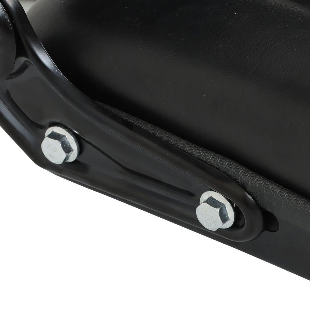 Black Universal Forklift Seat PVC Tractor Seat Foldable w/ Armrests & Switch