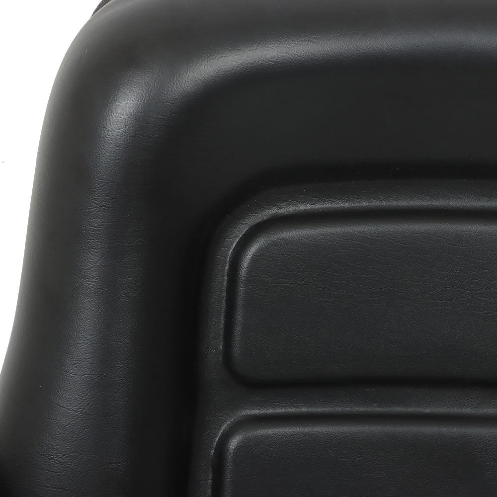 Black Universal Forklift Seat PVC Tractor Seat Foldable w/ Armrests & Switch