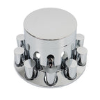 Chrome Hub Cap Kit: 2 Front & 4 Rear Wheels + 33mm Flat Head Lug Nuts