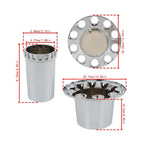 Chrome Hub Cap Kit: 2 Front & 4 Rear Wheels + 33mm Flat Head Lug Nuts