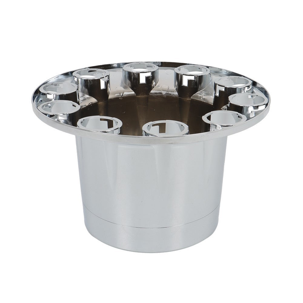 Chrome Hub Cap Kit: 2 Front & 4 Rear Wheels + 33mm Flat Head Lug Nuts