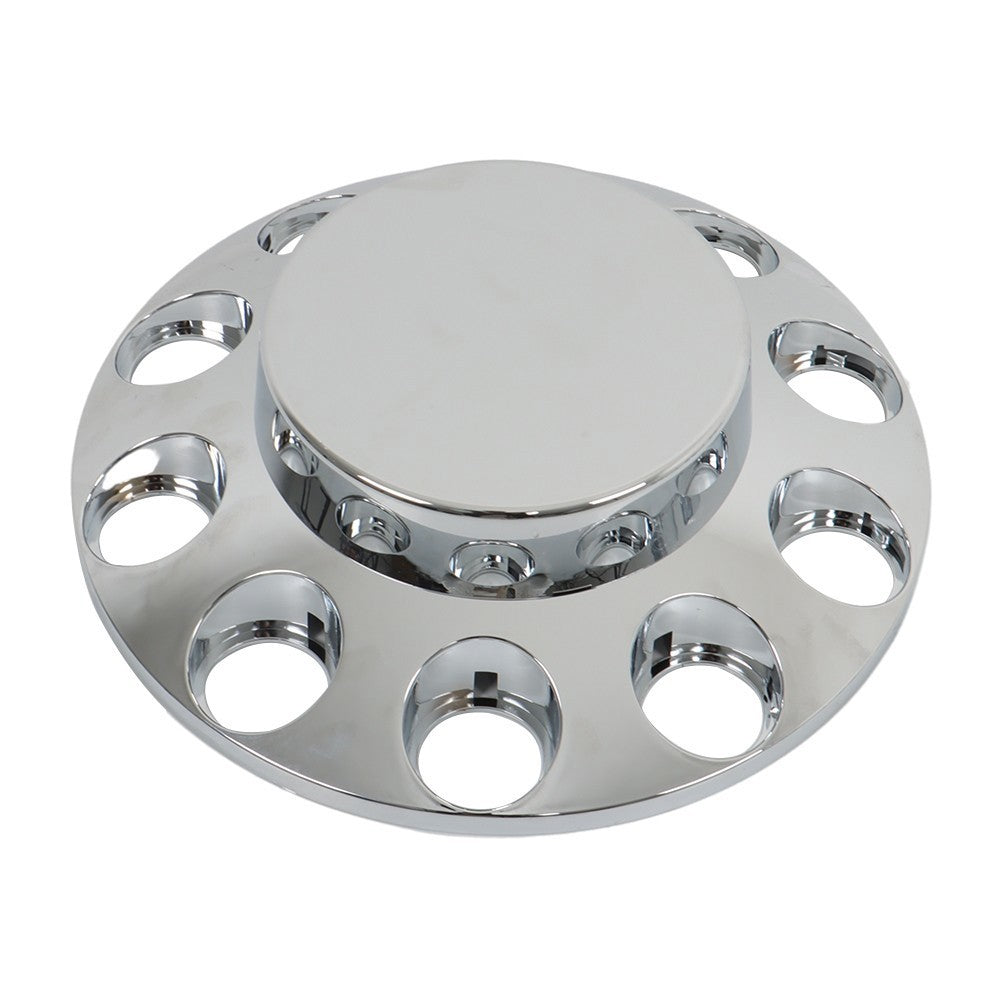 Chrome Hub Cap Kit: 2 Front & 4 Rear Wheels + 33mm Flat Head Lug Nuts