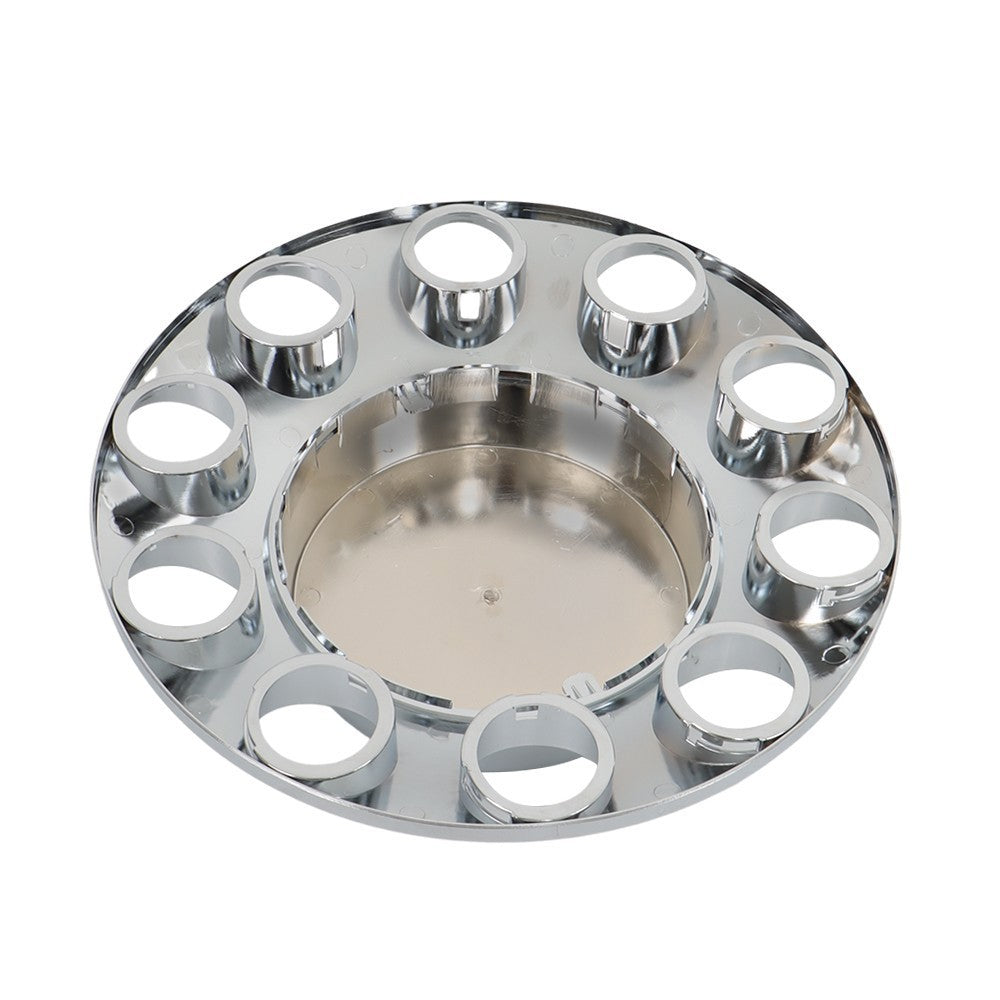 Chrome Hub Cap Kit: 2 Front & 4 Rear Wheels + 33mm Flat Head Lug Nuts