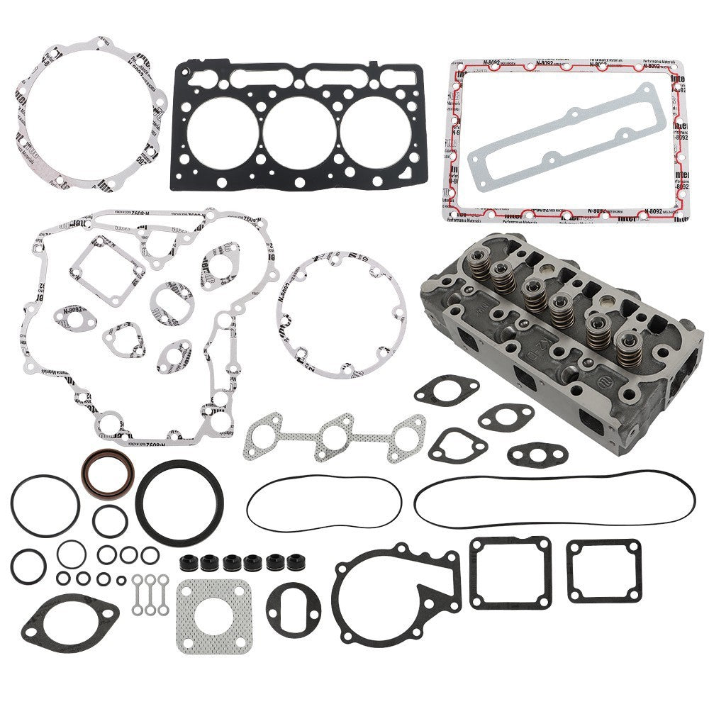 Kubota D1105 Engine Cylinder Head & Full Gasket Kit Compatible Replacement