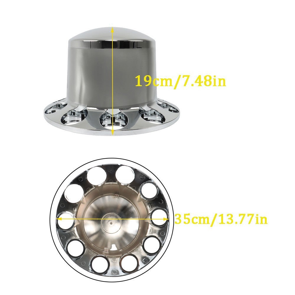 2 Pairs Chrome Flat Head Lug Nuts 33mm Semi Truck Rear Wheel Hubcap Kit