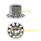 2 Pairs Chrome Flat Head Lug Nuts 33mm Semi Truck Rear Wheel Hubcap Kit