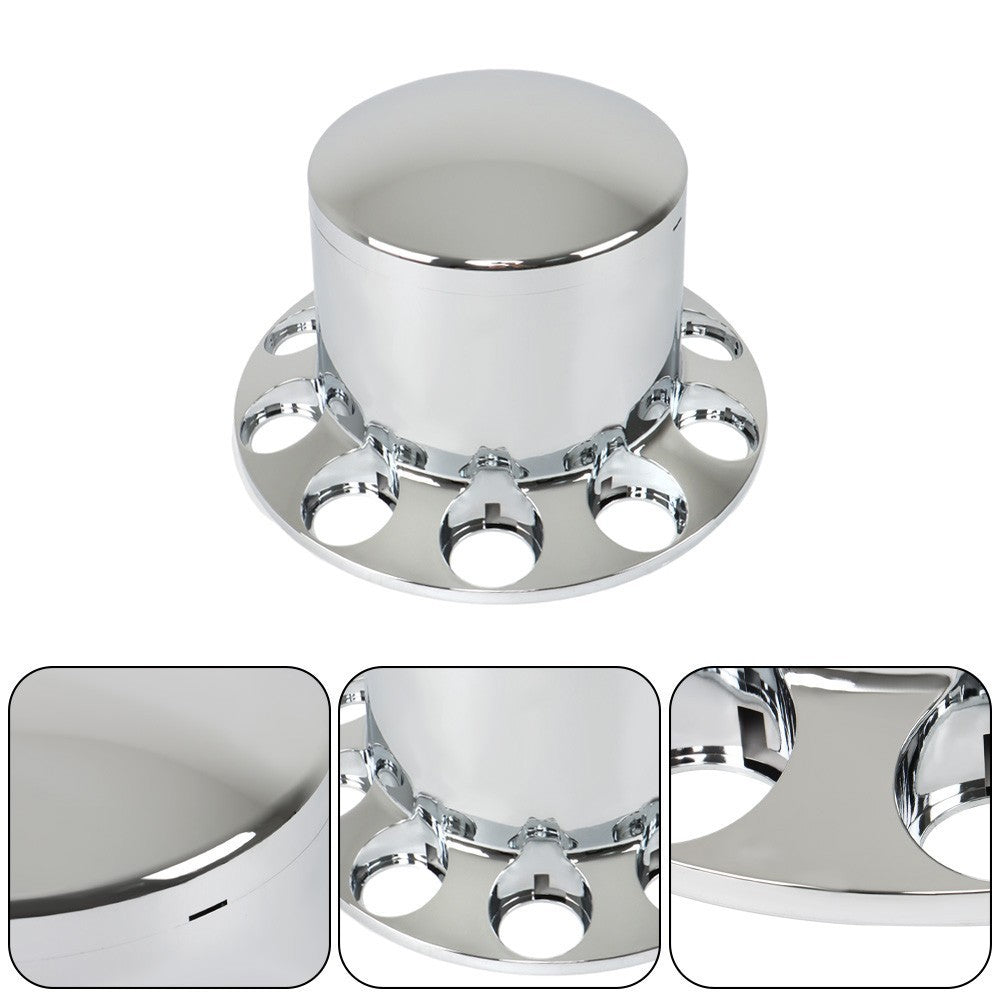 2 Pairs Chrome Flat Head Lug Nuts 33mm Semi Truck Rear Wheel Hubcap Kit