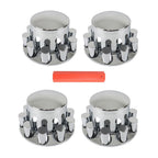 Set of 4 Chrome 33mm Flat Head Rear Lug Nuts Semi Truck Hubcap Kit