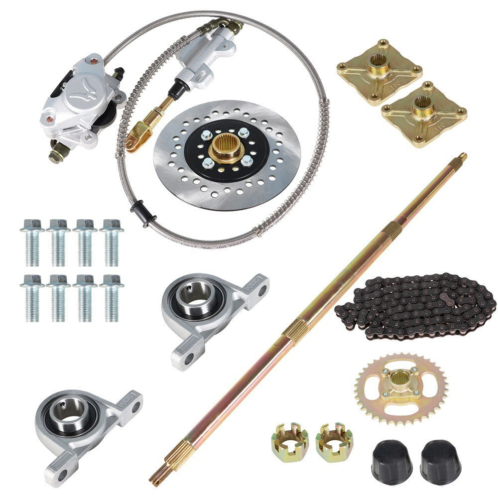Go Kart Rear Live Axle Kit with Brake, Sprocket, Hub & Chain for Drift Trike