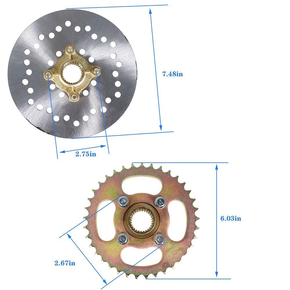 Go Kart Rear Live Axle Kit with Brake, Sprocket, Hub & Chain for Drift Trike