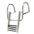 4-Step Stainless Steel Telescoping Boat Ladder with Pedal & Hand Railing