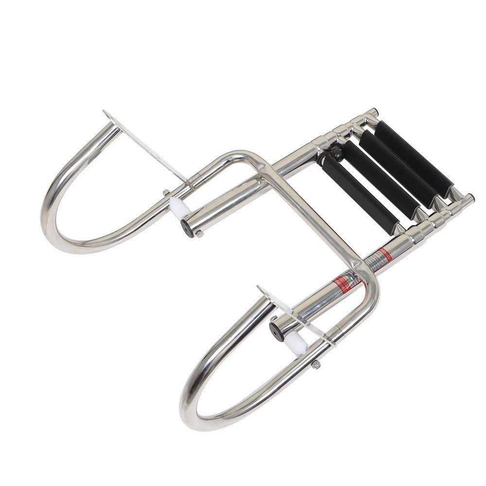 4-Step Stainless Steel Telescoping Boat Ladder with Pedal & Hand Railing