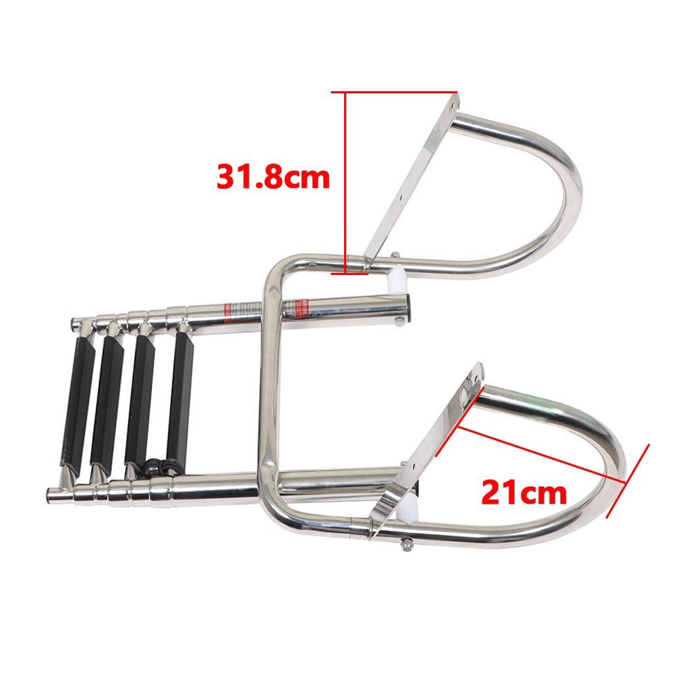 4-Step Stainless Steel Telescoping Boat Ladder with Pedal & Hand Railing