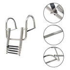 4-Step Stainless Steel Telescoping Boat Ladder with Pedal & Hand Railing