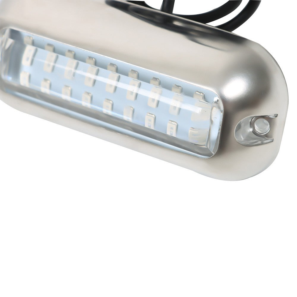 2X Blue LED Underwater Boat Lights Stainless Steel Marine Pontoon Transom