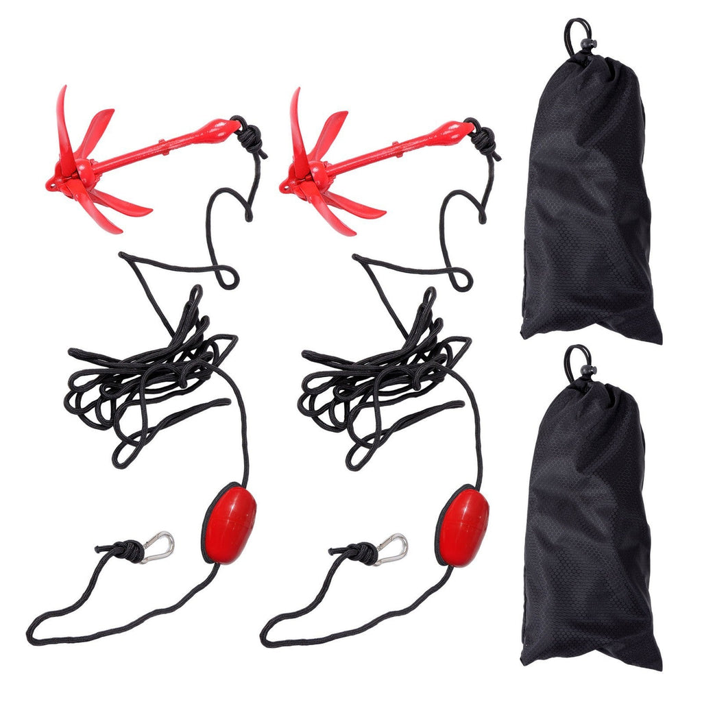 2-Pack Red Folding 1.5KG Grapnel Boat Kayak Marine Anchor Set
