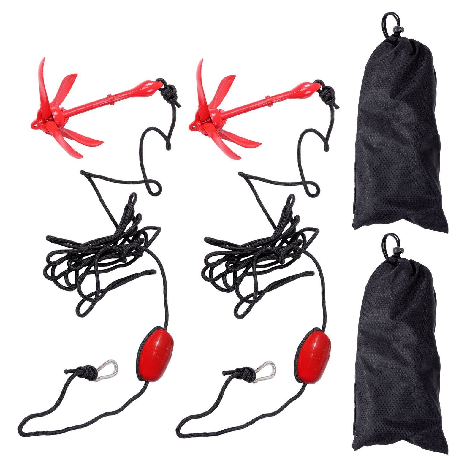 2-Pack Red Folding 1.5KG Grapnel Boat Kayak Marine Anchor Set