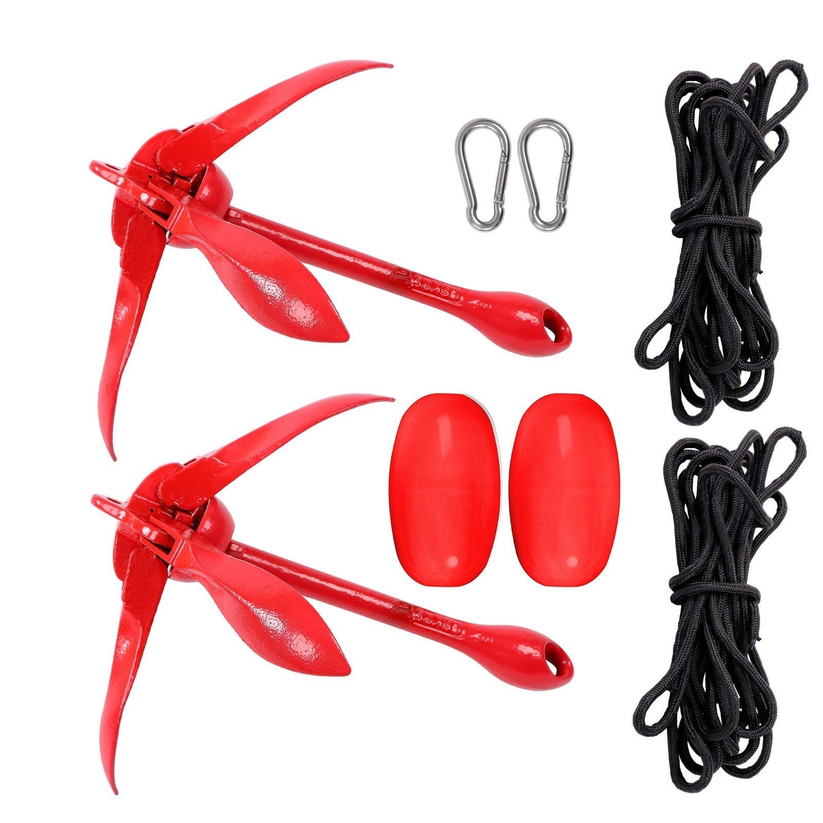 2-Pack Red Folding 1.5KG Grapnel Boat Kayak Marine Anchor Set