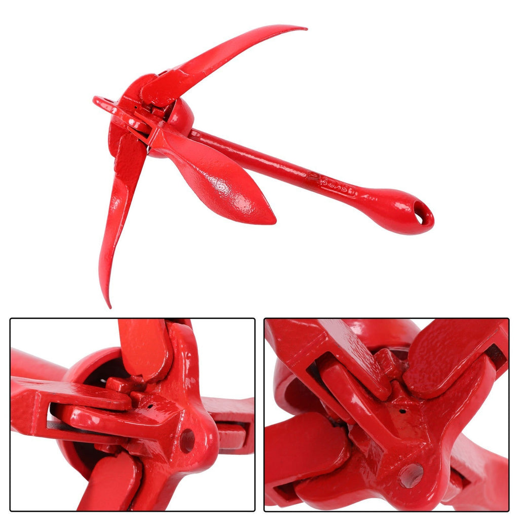 2-Pack Red Folding 1.5KG Grapnel Boat Kayak Marine Anchor Set