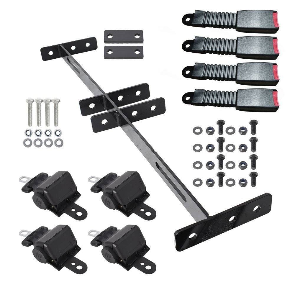 Brand Golf Cart Retractable Seat Belts & Bracket Kit for EZGO Yamaha 4-Pack
