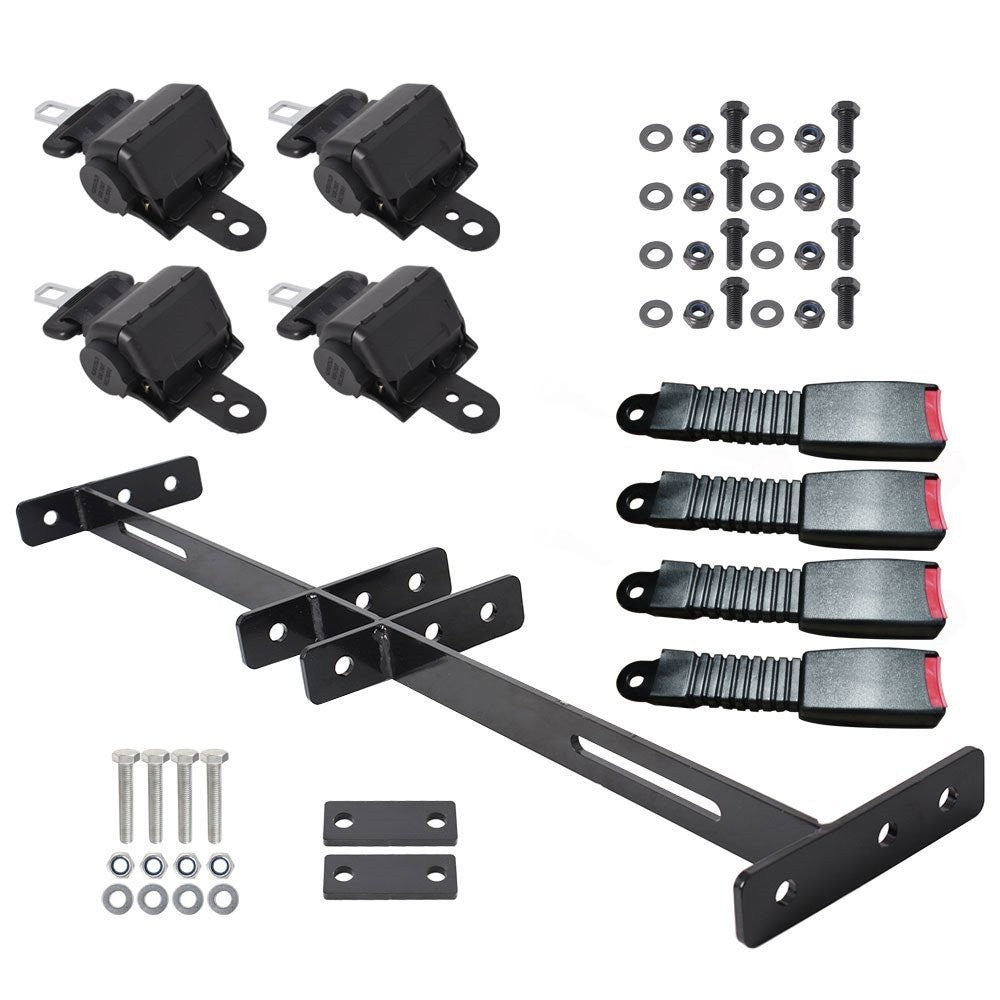 Brand Golf Cart Retractable Seat Belts & Bracket Kit for EZGO Yamaha 4-Pack