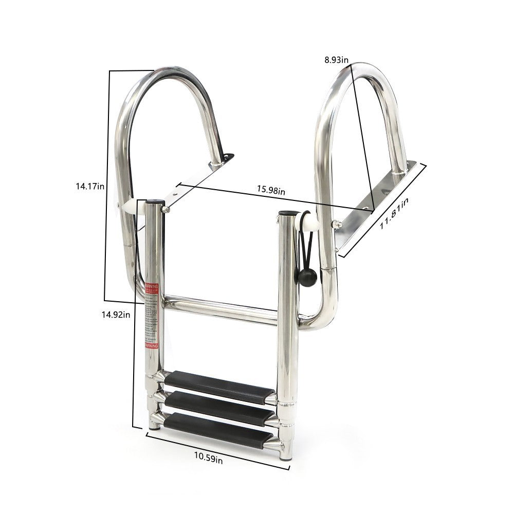 Marine Yacht 3-Step Stainless Steel Ladder with Handrails - Durable & Safe