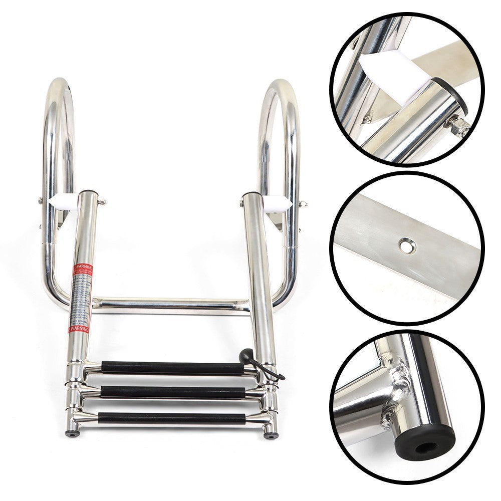 Marine Yacht 3-Step Stainless Steel Ladder with Handrails - Durable & Safe