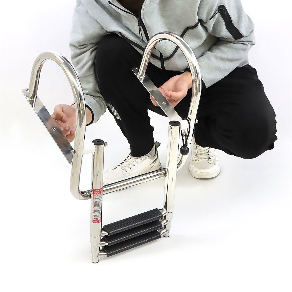 Marine Yacht 3-Step Stainless Steel Ladder with Handrails - Durable & Safe