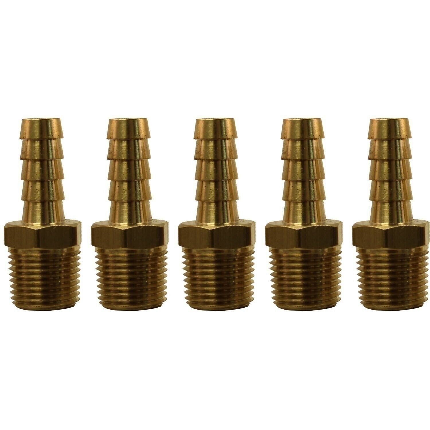 3/8" Brass Hose Barb to 3/8" MPT Fitting Pack of 5