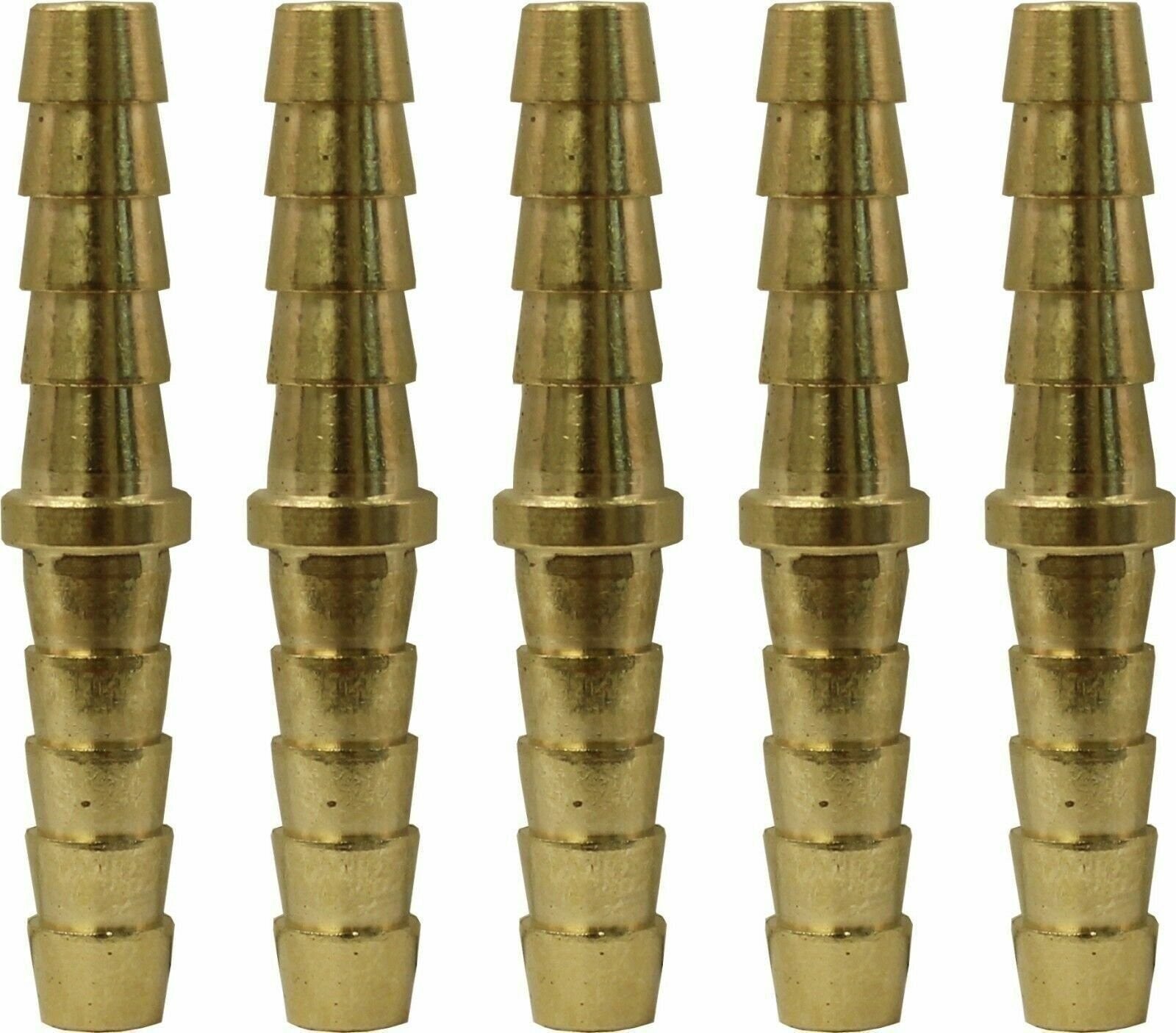 Brass 1/4" Hose Barb Splicer Connector Pack of 5 - Durable Hose Repair