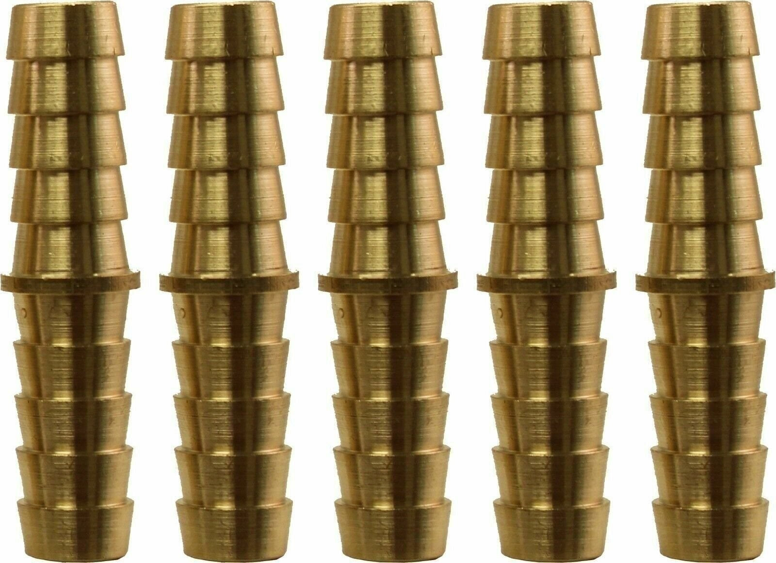 3/8" Brass Hose Splicer Barb Connector Pack of 5 - Durable & Leak-Proof