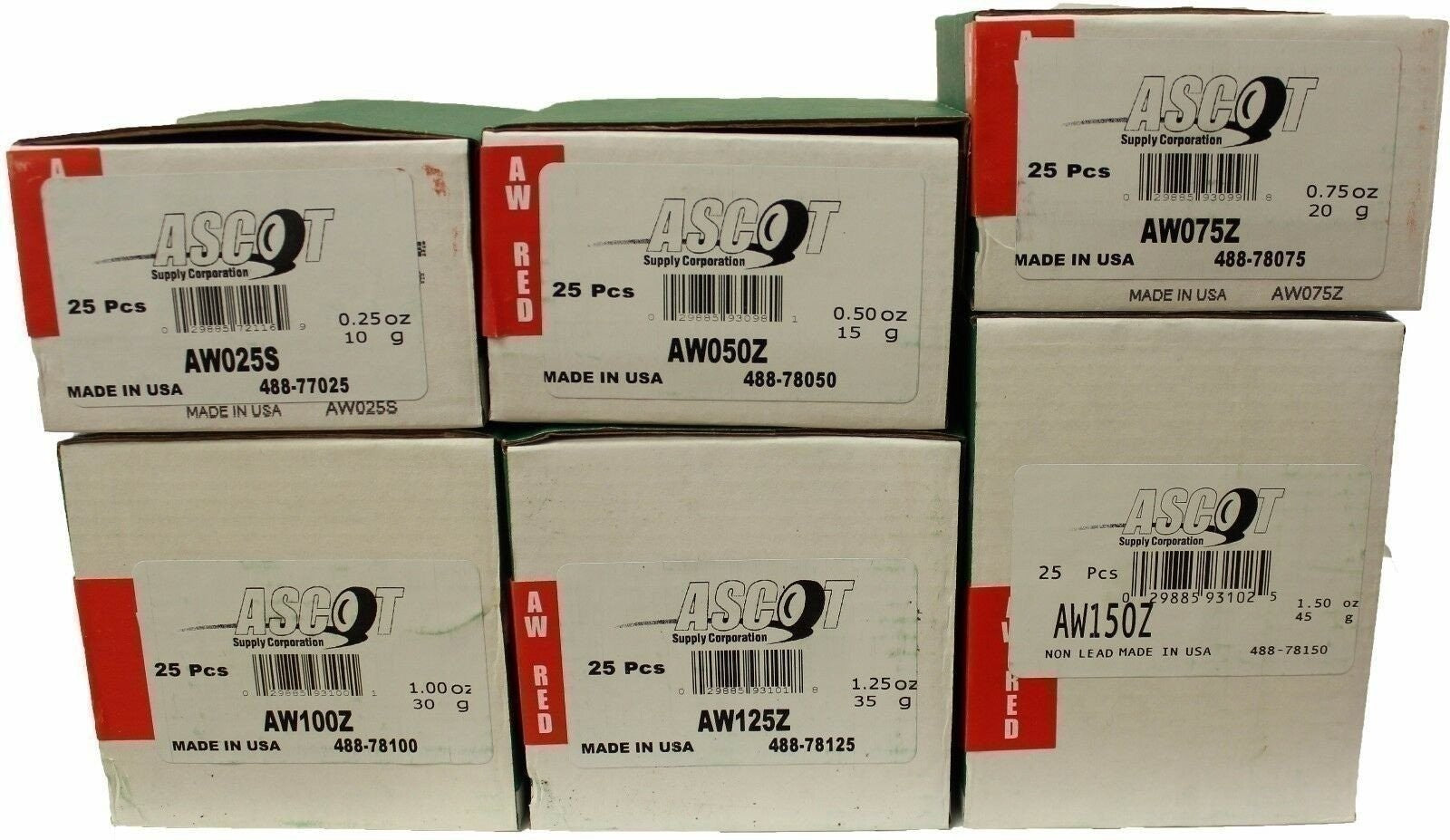 Perfect Equipment AW Coated Zinc Wheel Weights 0.25-1.50oz Bundle (6)