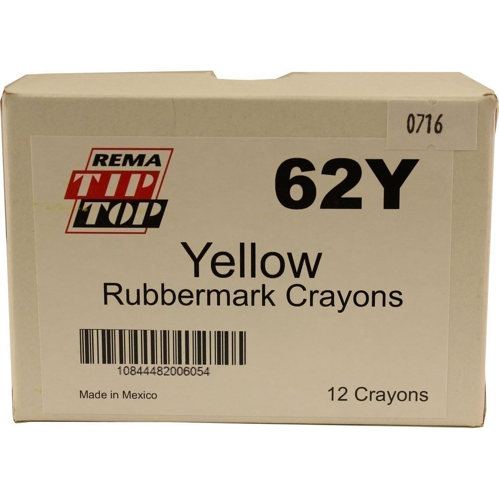 REMA TIP TOP 62Y Yellow Rubbermark Marking Crayon Box of 12