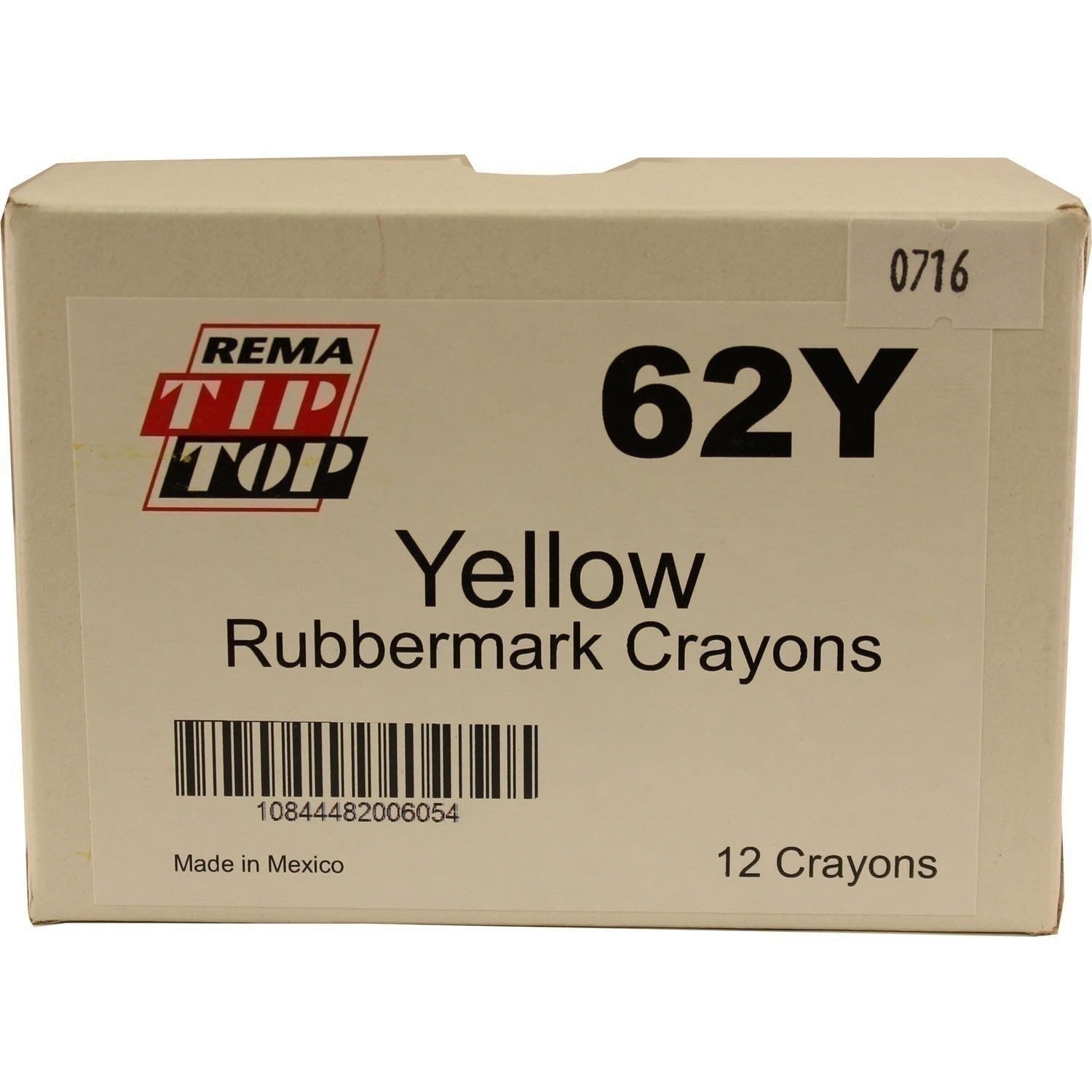 REMA TIP TOP 62Y Yellow Rubbermark Marking Crayon Box of 12