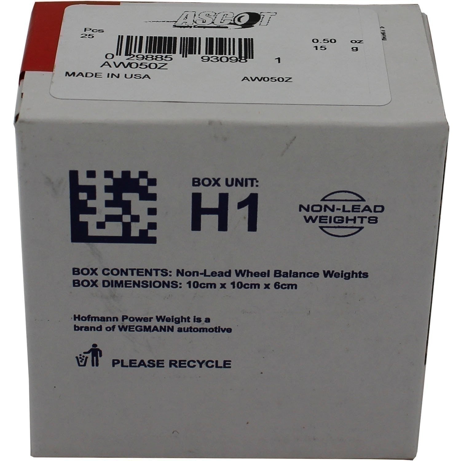 Perfect Equipment AW050Z Coated Zinc Wheel Weights 0.50 oz Box of 25