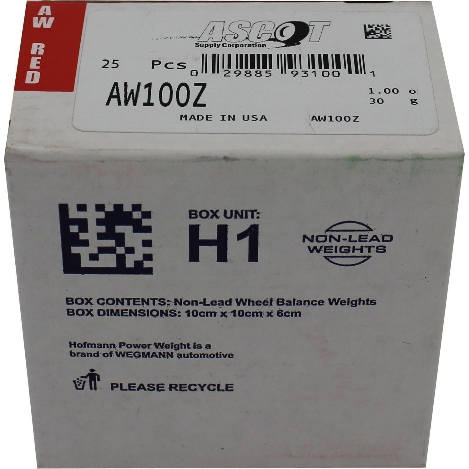 Perfect Equipment AW100Z Coated Zinc Wheel Weights 1oz Box of 25