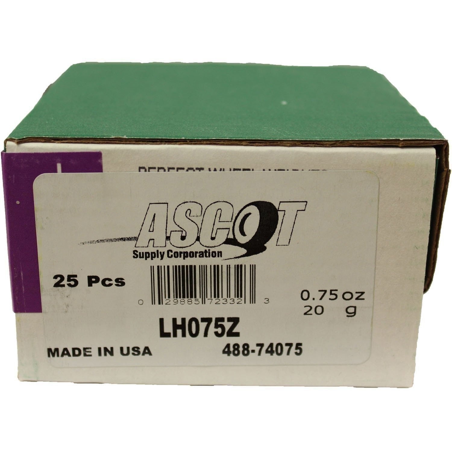 Perfect Equipment LH075Z Zinc Wheel Weights 0.75 oz - Box of 25
